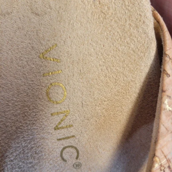 Vionic Bella Cork Bow Flip Flop9 Sandals Tan Gold Orthotic Thong Womens 8.5 Wide - Picture 5 of 7
